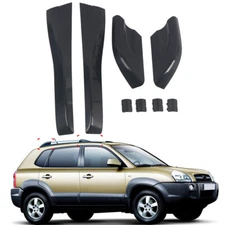 Black Roof Rails Rack End Cover Shell 8pcs For Hyundai Tucson 2004 - 2008