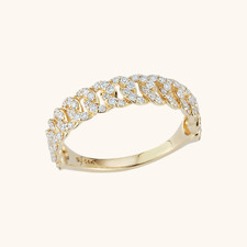 Yellow Gold Diamond Link Ring 14K