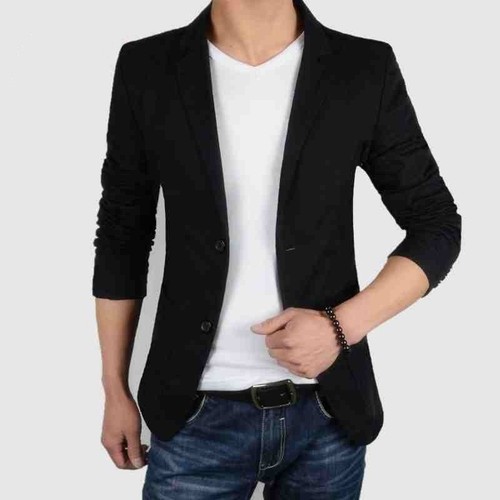 Mens Black Slim Fit Casual Jacket 