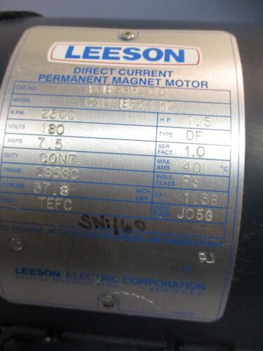 Leeson 1.5 HP Motor 2500 RPM 180 VDC ZS56C Frame TEFC 108265.00 C4D28FK11D - Picture 8 of 11