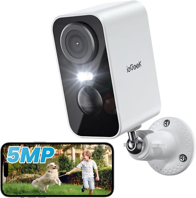 ieGeek  5MP Wireless Outdoor Security Camera Home WiFi Battery CCTV Weiß #204