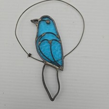 Handcrafted Stained Glass Blue Song Bird  6  Suncatcher Beautiful EUC