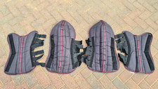 Set of 4 Grey And Red Soft Padded Pony Sized Horse Travel Boots