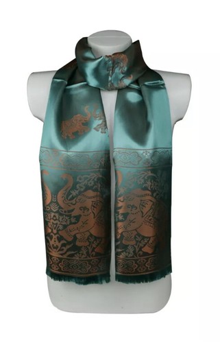 Elephant Design Satin Silky Large Ladies Scarf Shawl Wrap - Picture 3 of 6