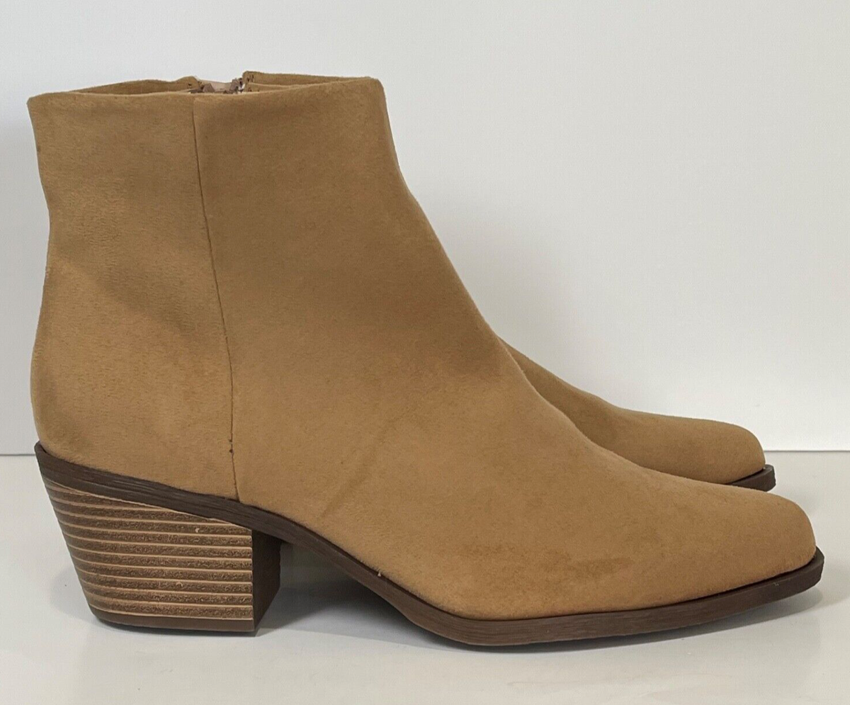 BP Nordstrom Women's Willis Western Ankle Boots Size Tan Brown Faux Suede