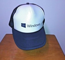 Microsoft Windows Hat Cap Mesh NWOT VTG Snapback Baseball White navy blue trucke