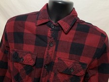 Boston Traders Mens Sherpa Lined Flannel Red Plaid Sz Medium Button up Pockets