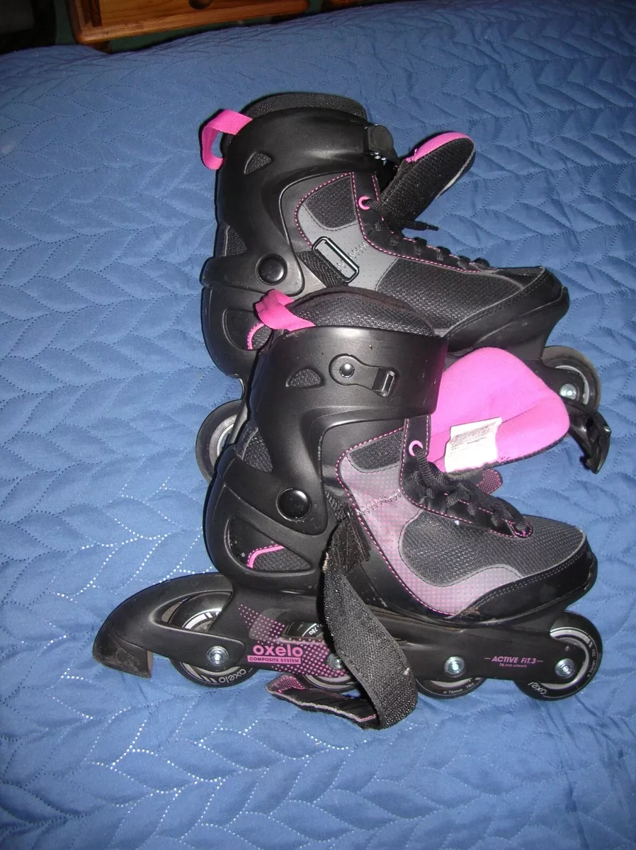 Oxelo Inline Skates UK7 EU41 Active Fit.3 76mm Wheels Oxylane Black Pink