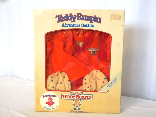 Teddy Ruxpin World of Wonders sleeping outfit In Box Nightcap Robe Pajamas 1985