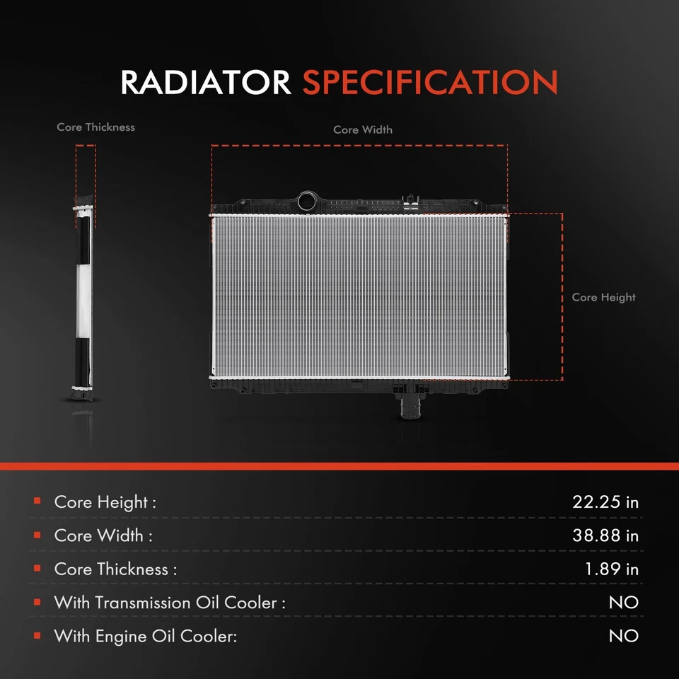 Radiator w/o Oil Cooler for Kenworth T170 T270 T300 T370 Peterbilt 325 330 335 - Image 2 of 4