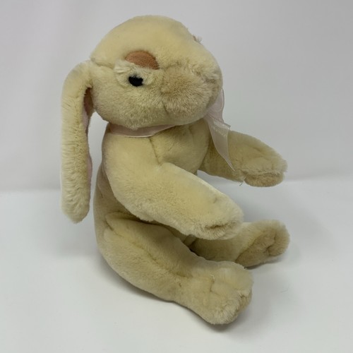 Peluche coniglietto coniglietto Commonwealth beige rosa rosa fiocco 2007 10" - Foto 3 di 12