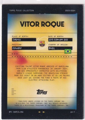 Topps Focus Collection Champions League 2024 No. GH-7 Vitor Roque