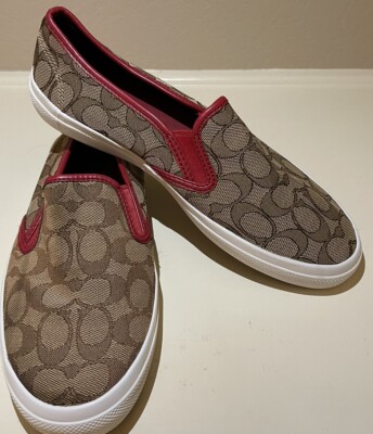 Coach Brown Signature Print Logo Chrissy Slip-On Shoes  display picture 1