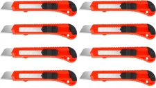 8 Safety Box Cutter Utility Knife Tool Retractable Snap Off Razor Blade RED