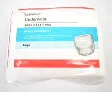 Cardinal Health Underwear Sure Care Plus Heavy Absorbency Large Size 18 Pack