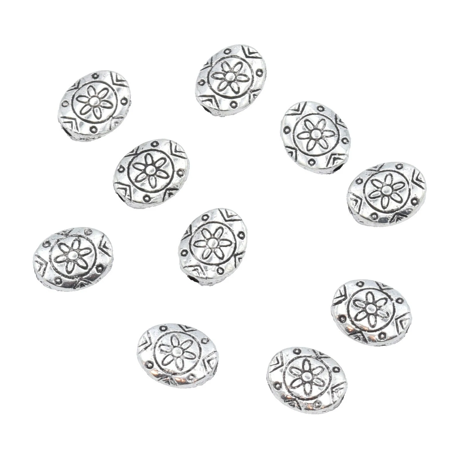 Silver Tibetan 10 - 10.9 mm Size Jewelry Making Beads