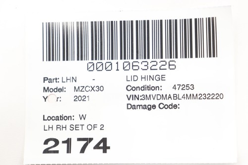 2020 - 2025 MAZDA CX-30 REAR LIFTGATE RIGHT & LEFT HINGE SET OF 2 OEM BLUE_42M - Picture 12 of 12