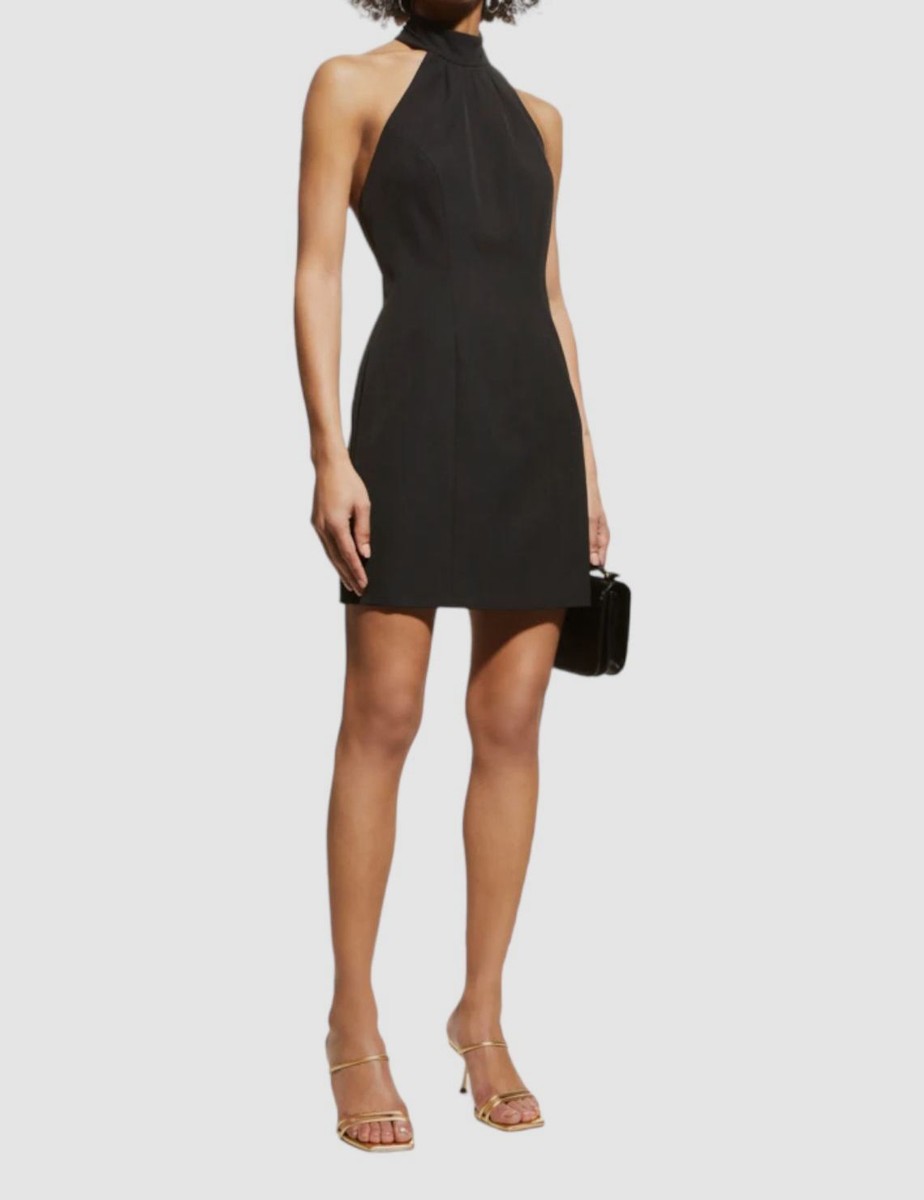 $325 Milly Women's Black Penny Open-Back Halter Neck Mini Dress
