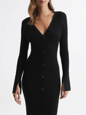 reiss black dress Reiss Avery Ribbed Knit Midi Dress