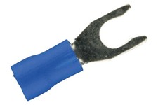 100 Pack 16-14 Gauge 8 Blue Vinyl Spade Fork Terminals Crimp