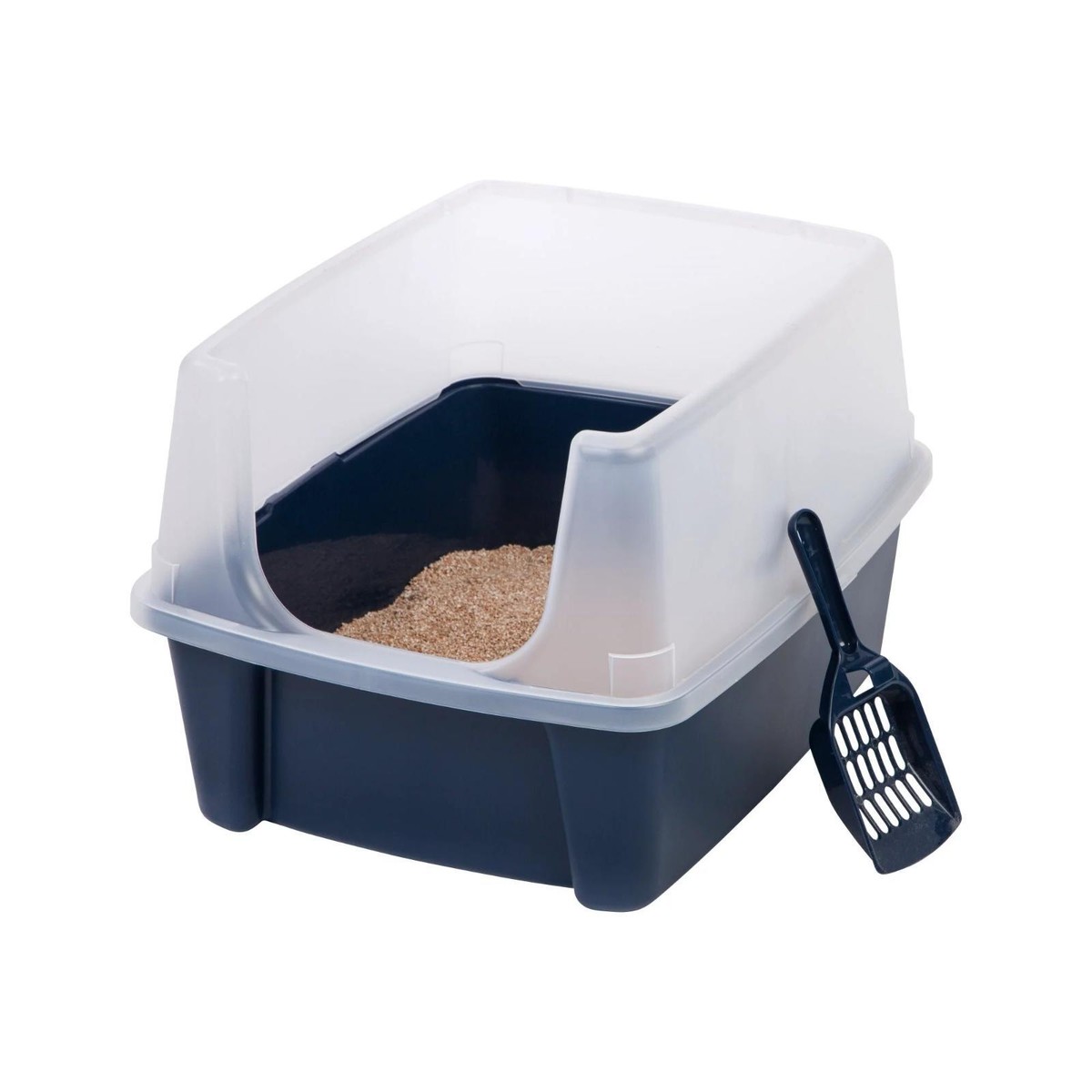 Iris Usa Open-top Cat Litter Box Pan with Shield and Scoop Navy Color  Plastic | eBay