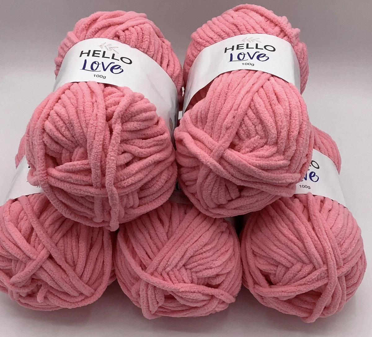Hello Love Knitting Yarn 5X100g Balls Soft Pink
