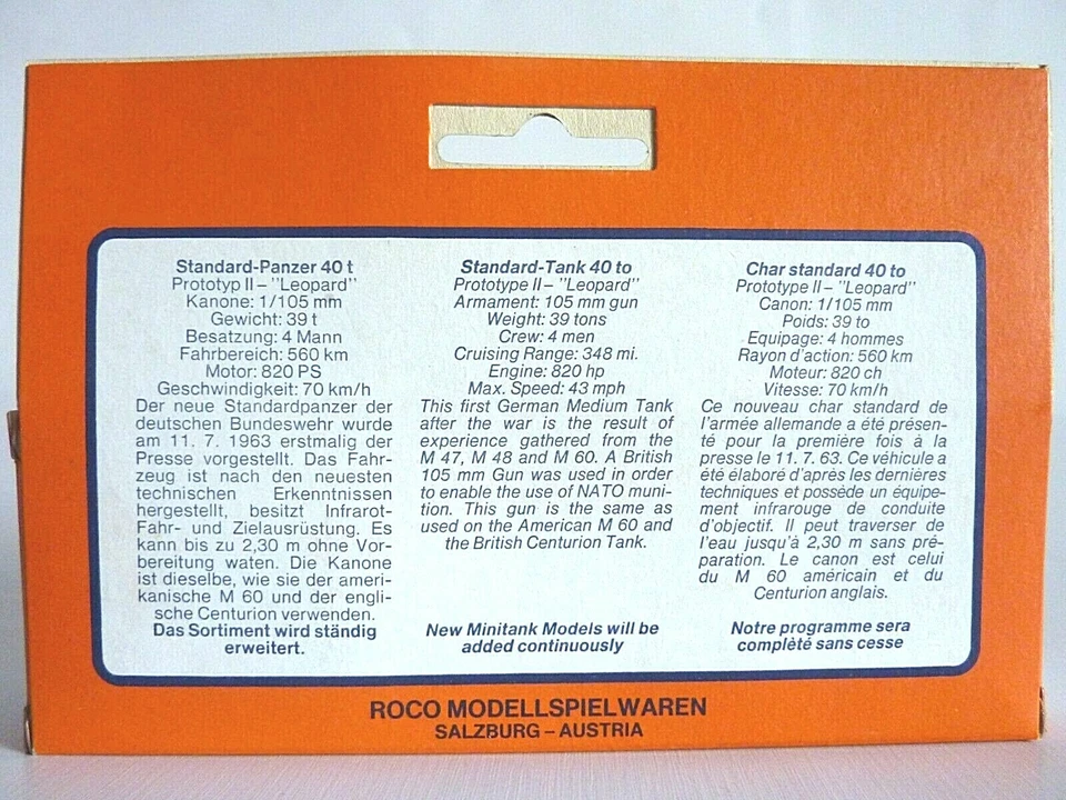 ROCO MINITANKS H0 172 S KAMPFPANZER LEOPARD 1 STANDARDPANZER GERMAN MEDIUM TANK - Bild 2 von 4