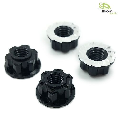 Radmutter Schwarz 1/2 Zollx20 UNF Kegelbund Geschlossen 60° 34mm Für Jaguar