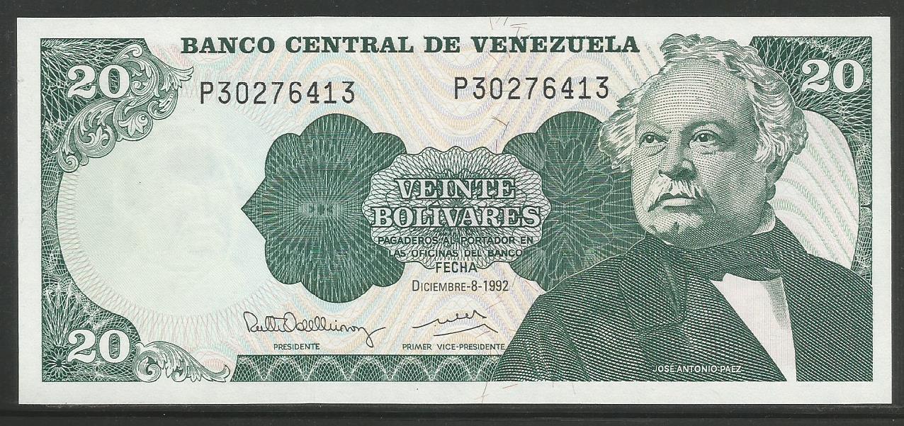 Venezuela P-63d 20 Bolivares 1992 Unc