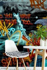 3D Graffiti Skull Wallpaper Wall Mural Removable Self-adhesive Sticker5946