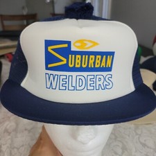 Vintage Suburban Welders Sportcap Baseball Hat Snapback Pom Pom Rounded Brim