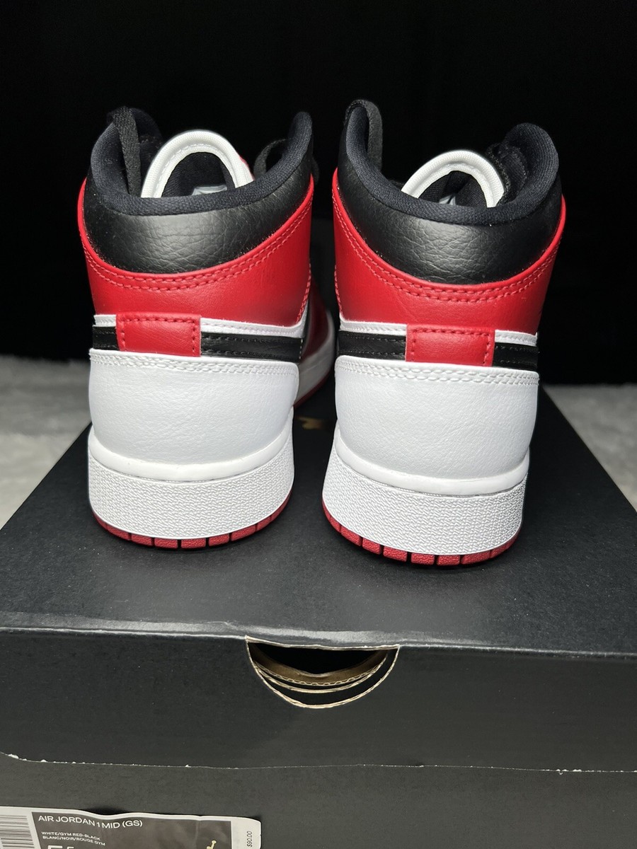 NIKE Air Jordan 1 Mid 赤黒白 8.5 2024年製USED Nike Air Jordan Retro 1 Mid GS Chicago White Red Black BRED