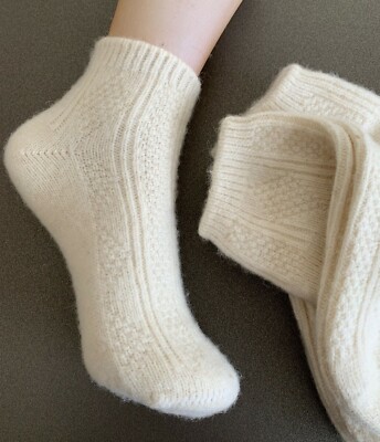100 % natürliche reine Lammwolle gestrickt Damen knöchelhohe Bio farbstofffreie Socken