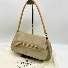 PRADA Handbag Hobo bag Suede Leather Beige Y2K Archive 31 Authentic
