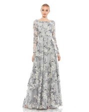 MAC DUGGAL FLORAL EMBELLISHED ILLUSION SLEEVE A-LINE GOWN 11185 SIZE 18 $798