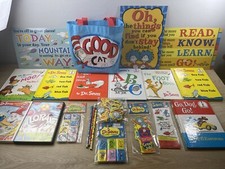 Dr Seuss Hardcover Books Erasers Pencils Tote Bag Accessories Mixed Variety Lot