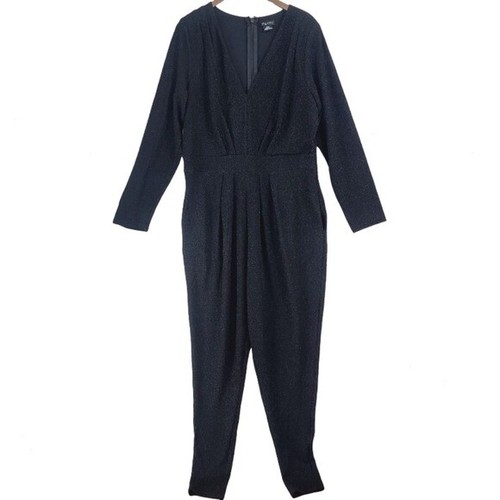 City Chic Women's Jumpsuit Long sleeve Shimmer Tapered Leg Size M/ 18