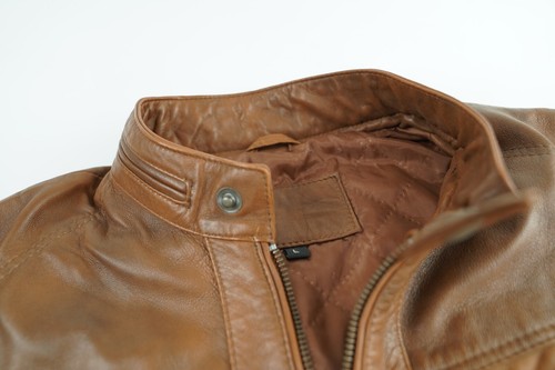 Cafe Racer | Biker Leather Jacket | Black & Brown | Soft Sheep Skin Leather - Picture 3 of 11