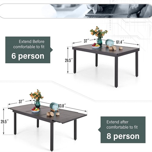 9 Piece Outdoor Dining Set Expandable Table Swivel Patio Chairs for 6-8 Person - Picture 2 of 13