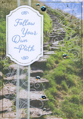 Follow Your Own Path 3D Banner Hand Decorated College Graduation Card