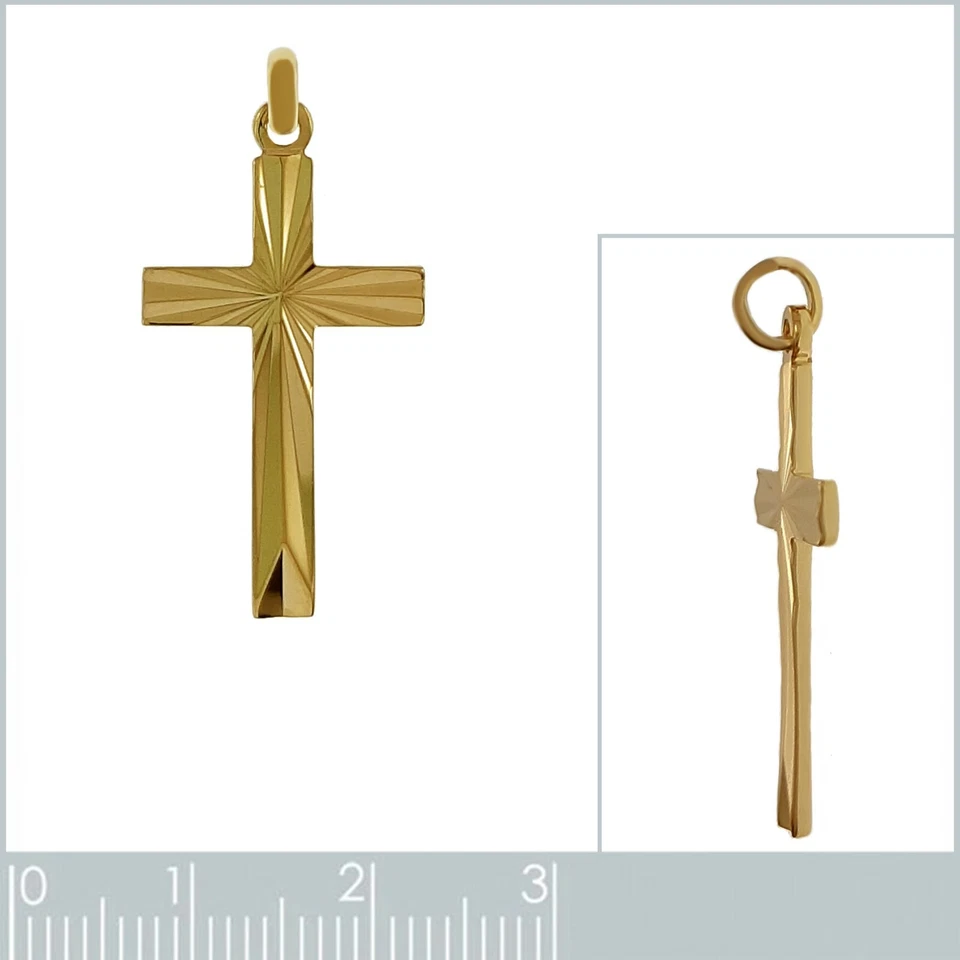 Pendentif Croix Plaqué Or 18 carats - Mixte - CHAÎNE en OPTION - Photo 2/4
