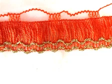 Orange and Gold Loop Fringe Fabric Trim 16 Yards Scalloped Trimming 1" wide