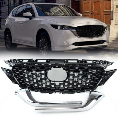 For Mazda CX5 CX-5 2022-2023 Front Grille Gloss Black Grille Trim