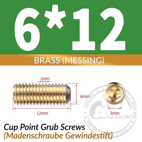 Madenschraube Gewindestift Messing M2 M3 M4 M5 M6 M8 M10 M12 2mm-40mm DIN 913 - Bild 51 von 82