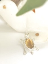 Silver Peridot Turtle Necklace