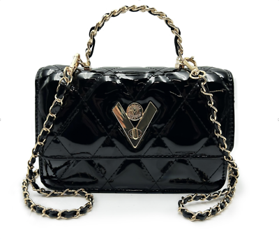 Valentino Orlandi Quilted Bag with V lock & Trolly pocket. V-3019