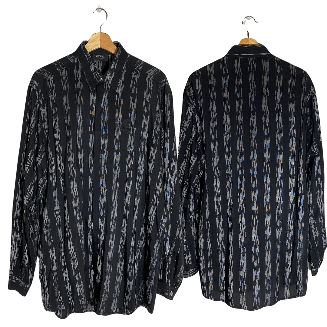 Versace Long Sleeve Striped Casual Button-Down Shirts for Men for