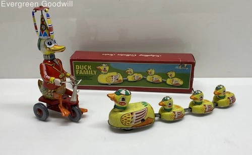 Schylling Collector Series Tin Toys - Duck Family and Duck Riding Bike