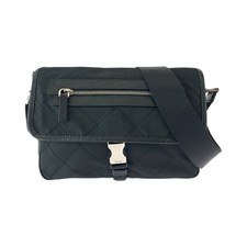 Prada Nylon Quilted Tessuto Triangle Logo Shoulder Bag Women Black One Size