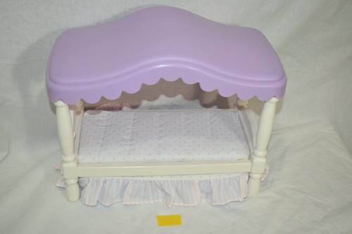 Vintage Little Tikes Tyke Dollhouse Barbie Size Canopy Bed Original Bedding GUC